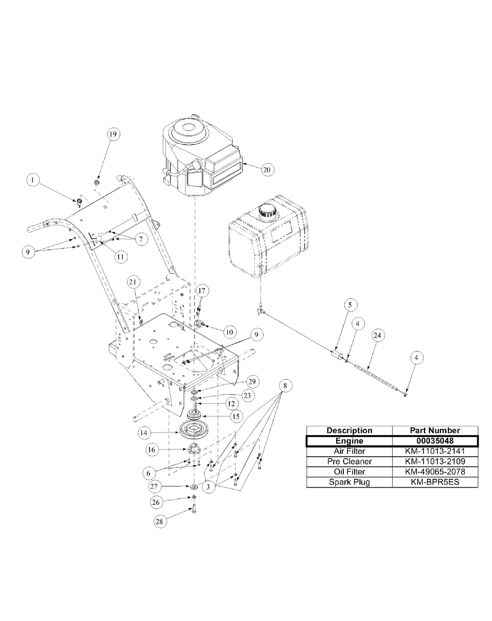 Kawasaki Engine Assembly Diagram and Parts List for G1432 55AD231Q150-WAM Cub Cadet Lawn Mower